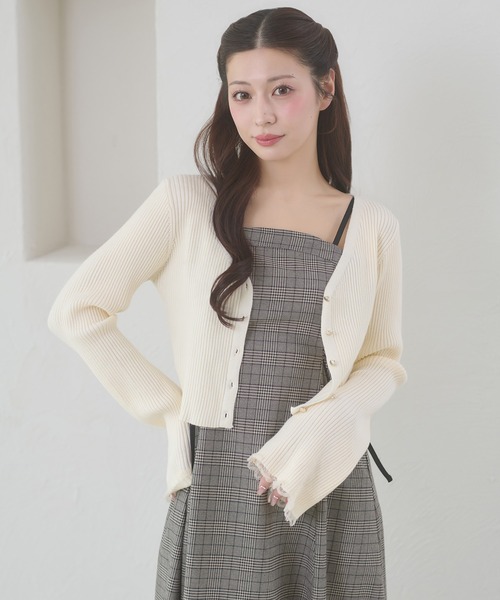 Ambre Neige（アンブルネージュ） カーディガン gold flare button