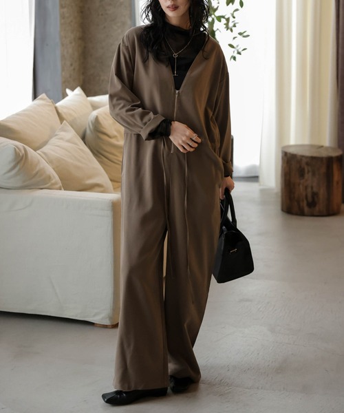 palava　ジャンプスーツ　オールインワン　サイズ6 open collar belted assort l/s jump suit / 開襟ベルト付きアソート