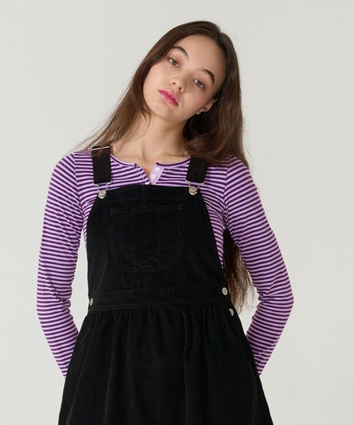 Tina ❤︎‬ 即日発送 TINA：JOJUN tシャツ ボーダー ヘンリーネック カットソー レディース