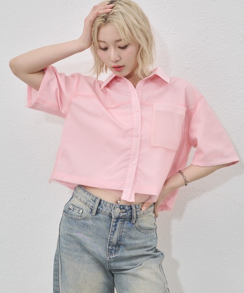 「ENVYM」 半袖シャツ FREE ピンク レディース_画像3