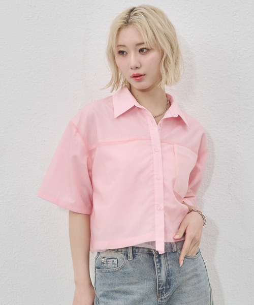 「ENVYM」 半袖シャツ FREE ピンク レディース_画像4