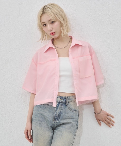 「ENVYM」 半袖シャツ FREE ピンク レディース_画像6