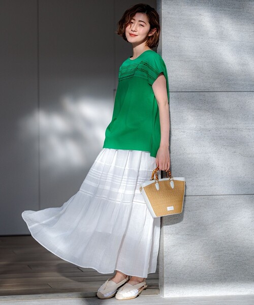 「23区」 半袖カットソー 38 グリーン レディース_画像9