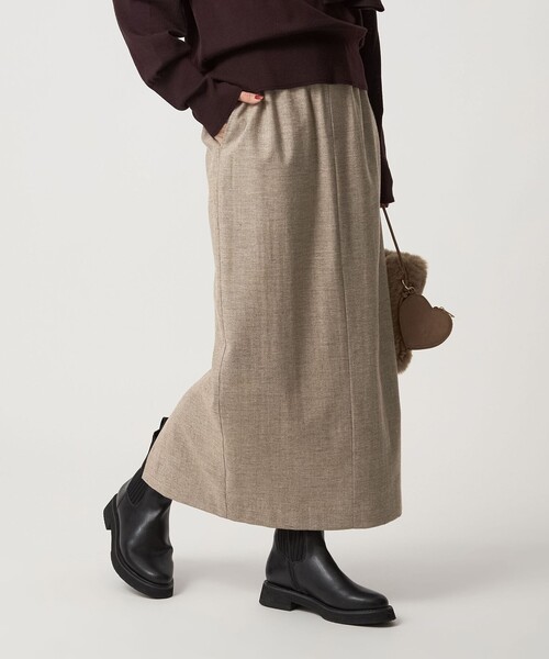 グリーンレーベルライトサキソニー タイト スカートウォッシャブルグレー38 green label relaxing（グリーンレーベルリラクシング） スカート