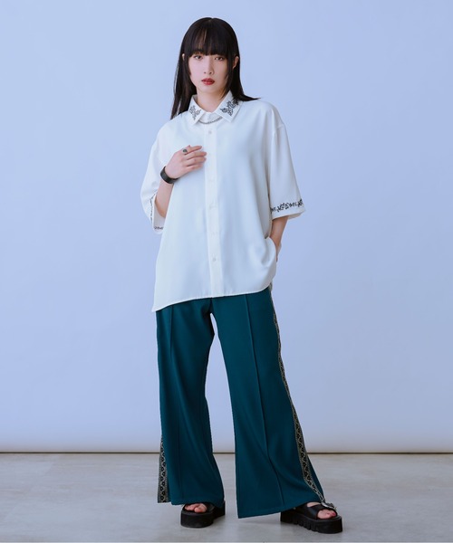 「Ellno Loset」 半袖シャツ MEDIUM ブラック メンズ_画像4
