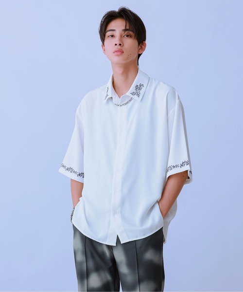 「Ellno Loset」 半袖シャツ MEDIUM ブラック メンズ_画像5