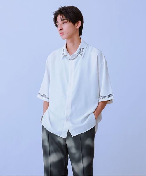 「Ellno Loset」 半袖シャツ MEDIUM ブラック メンズ_画像6
