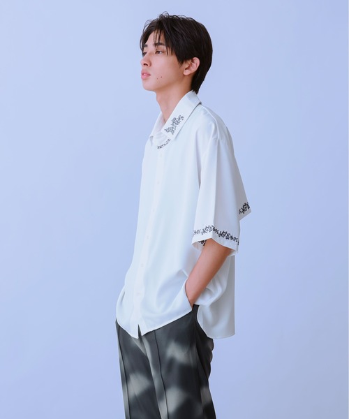 「Ellno Loset」 半袖シャツ MEDIUM ブラック メンズ_画像7
