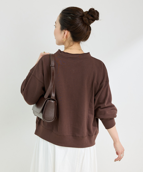 【ブラウン】スウェット ハーフジップ プルオーバー (WOMENS) GAP（ギャップ） トレーナー スウェット ヴィンテージソフト GAPロゴ