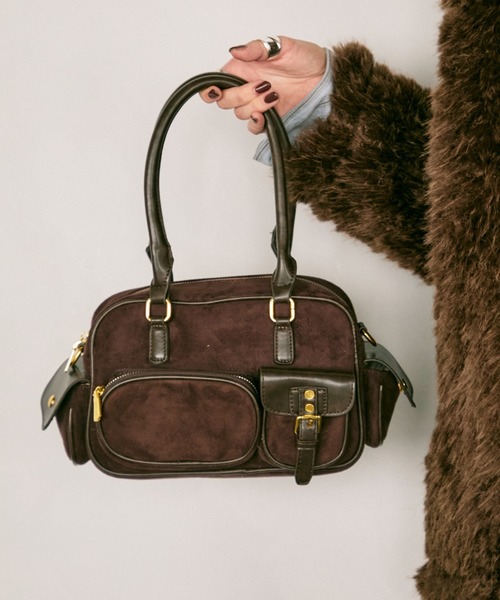 ☆美品・保存袋付☆Chloé Silveradoレザー×スエードハンドバッグ Chloé ブラウンレザー ハンドバッグ 保存袋付き