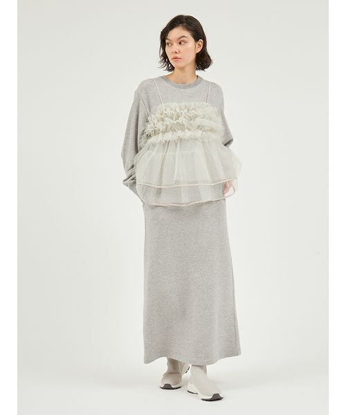 emmi ワンピース 「セットアイテム」チュールビスチェ×裏毛ワンピース