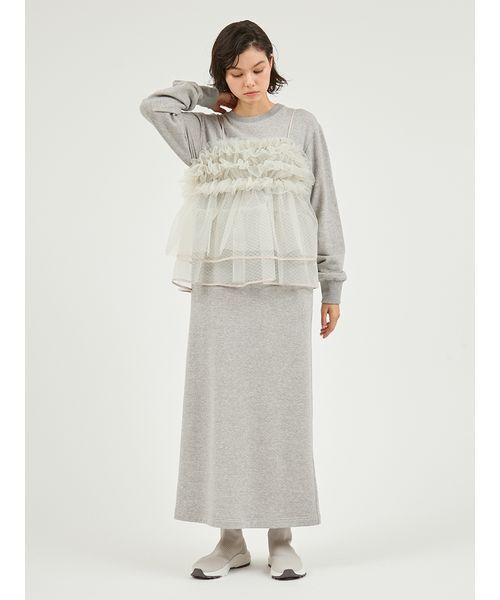 emmi ワンピース 「セットアイテム」チュールビスチェ×裏毛ワンピース