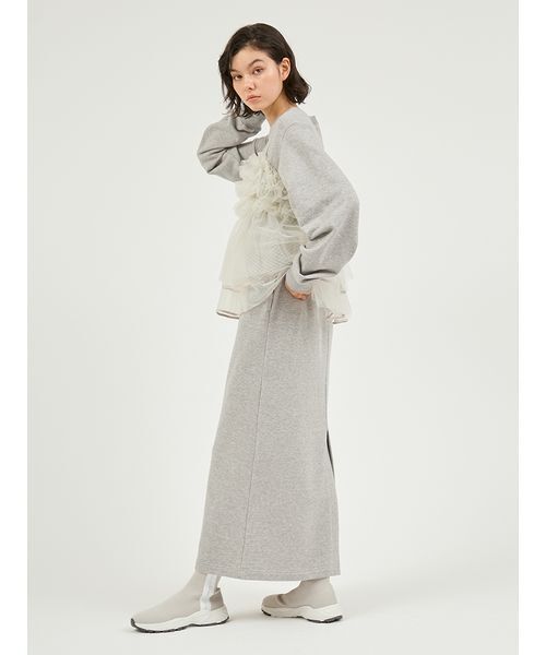 1 新作 新品 emmi セットアイテム チュールビスチェ×裏毛ワンピースセット セットアイテム】チュールビスチェ×裏毛ワンピースセット(マキシ