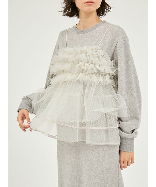 1 新作 新品 emmi セットアイテム チュールビスチェ×裏毛ワンピースセット emmi ワンピース 「セットアイテム」チュールビスチェ×裏毛ワンピース