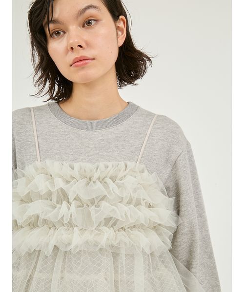 emmi ワンピース 「セットアイテム」チュールビスチェ×裏毛ワンピース