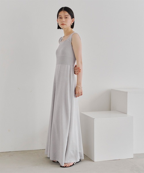 「titivate」 ノースリーブワンピース L ライトグレー レディース_画像6