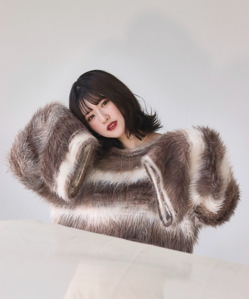 「mellowneon」 長袖ニット FREE ブラウン レディース_画像5