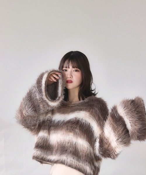 「mellowneon」 長袖ニット FREE ブラウン レディース_画像6