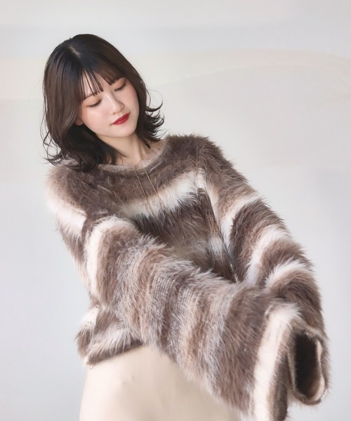 「mellowneon」 長袖ニット FREE ブラウン レディース_画像8