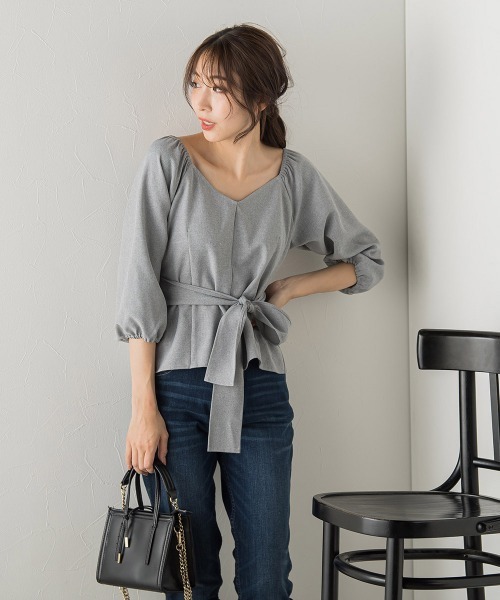 「VICKY」 7分袖ブラウス M グレー レディース_画像3