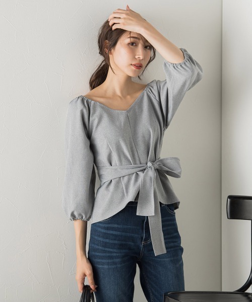 「VICKY」 7分袖ブラウス M グレー レディース_画像4