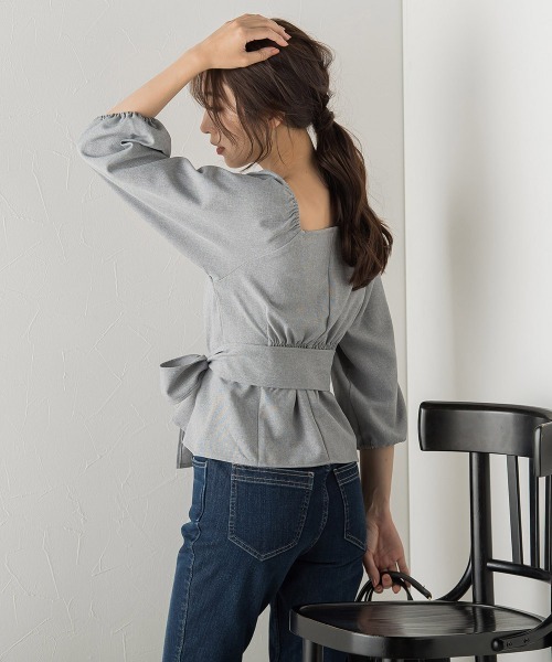 「VICKY」 7分袖ブラウス M グレー レディース_画像6