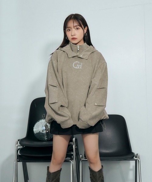 アンジービー ANDGEEBEE 完売品 ブルーフリースフード付きジャケット