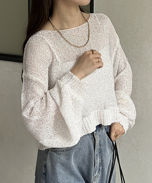 「Thevon」 長袖ニット FREE グレー レディース_画像5