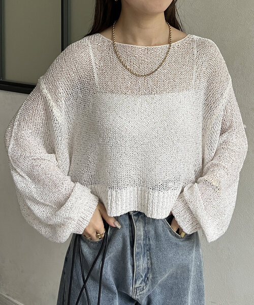 「Thevon」 長袖ニット FREE グレー レディース_画像6