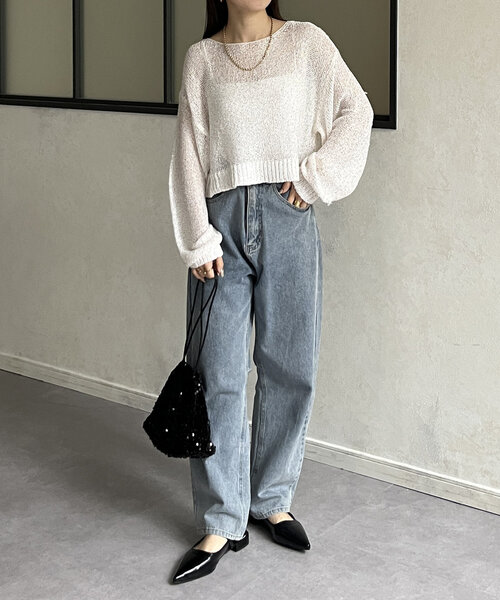 「Thevon」 長袖ニット FREE グレー レディース_画像8