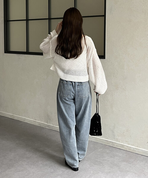 「Thevon」 長袖ニット FREE グレー レディース_画像9