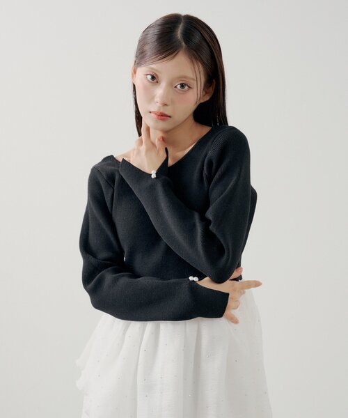 Chico（チコ） ワンピース 「SALON by Chico」パール付きドッキング