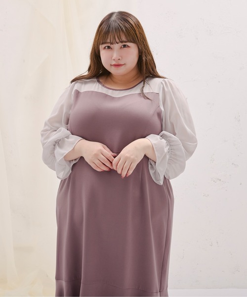 「Louiosy」 半袖ワンピース 3L ラベンダー レディース_画像2