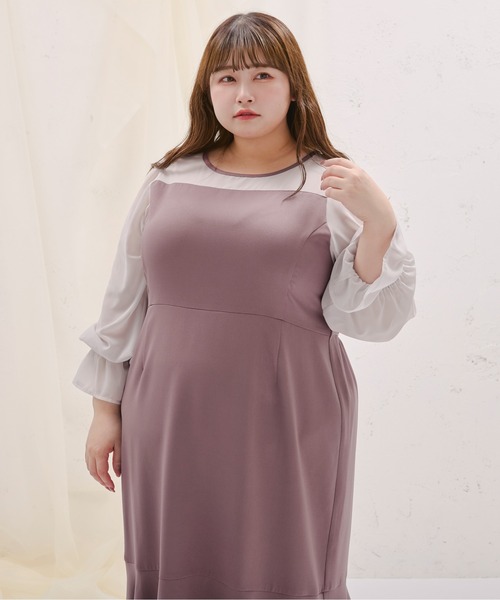 「Louiosy」 半袖ワンピース 3L ラベンダー レディース_画像3