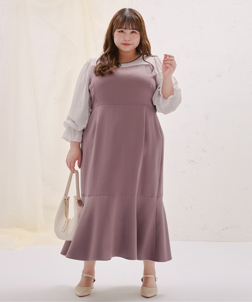 「Louiosy」 半袖ワンピース 3L ラベンダー レディース_画像4
