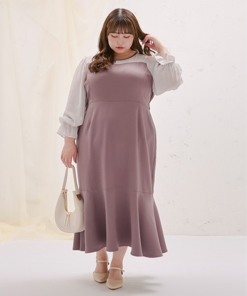 「Louiosy」 半袖ワンピース 3L ラベンダー レディース_画像5