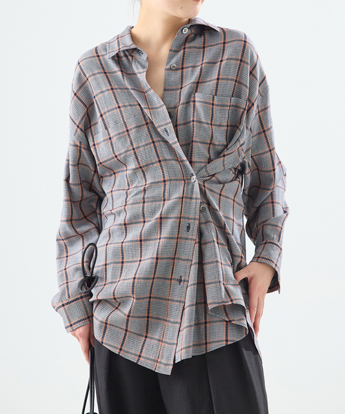 ブラウス シャツ DEVEAUXチェック2WAYシャツ レディース