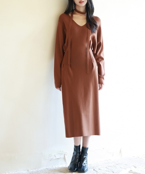 「SAISON DE PAPILLON」 ニットワンピース M ブラウン レディース_画像2