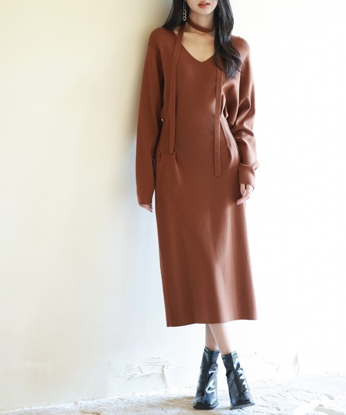 「SAISON DE PAPILLON」 ニットワンピース M ブラウン レディース_画像4