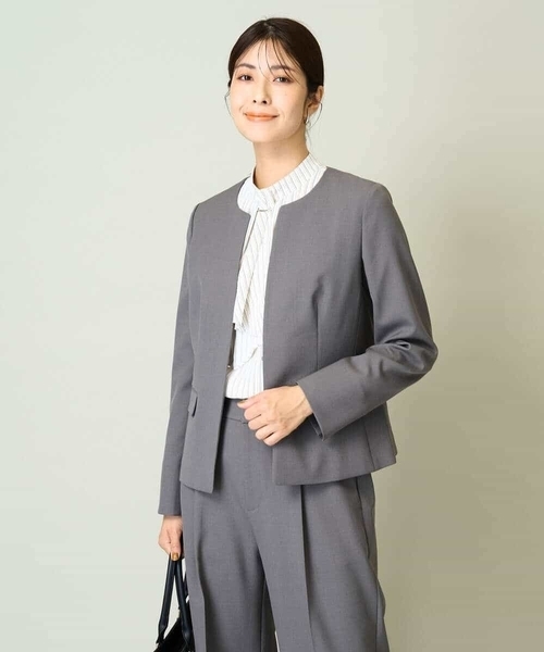 「a.v.v」 ノーカラージャケット 36 ネイビー レディース_画像3