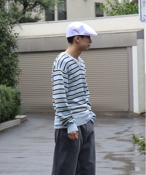 セーター ニット KAIKO Border v neck sweater メンズ レディースの画像