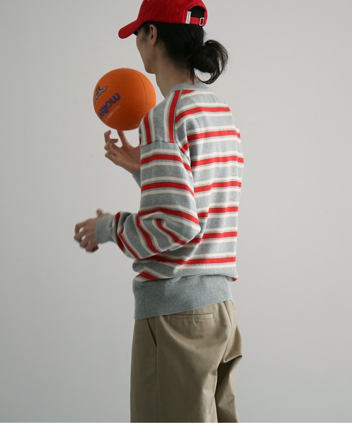 セーター ニット KAIKO Border v neck sweater メンズ レディースの画像