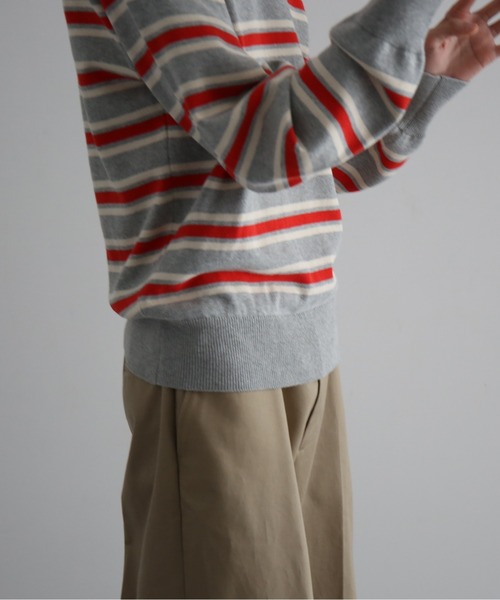 セーター ニット KAIKO Border v neck sweater メンズ レディースの画像
