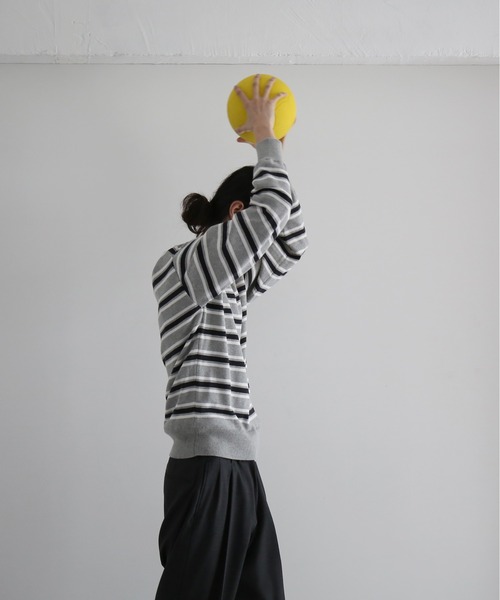 セーター ニット KAIKO Border v neck sweater メンズ レディースの画像