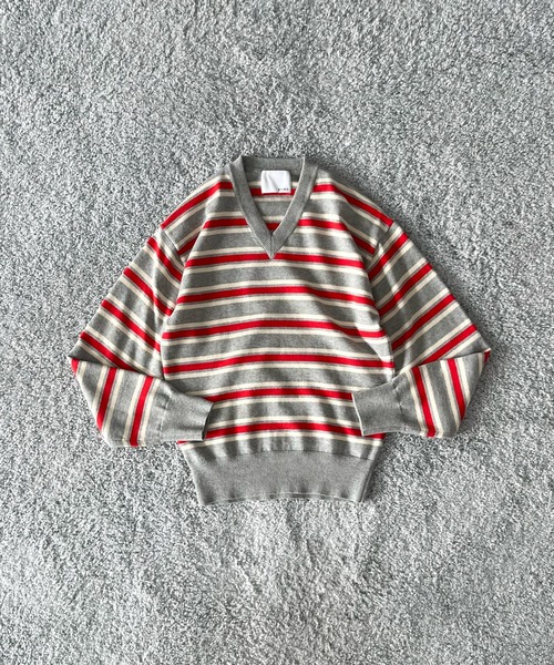セーター ニット KAIKO Border v neck sweater メンズ レディースの画像