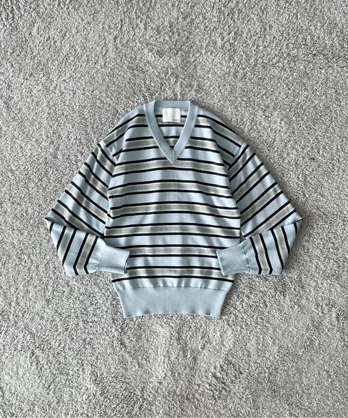 セーター ニット KAIKO Border v neck sweater メンズ レディースの画像