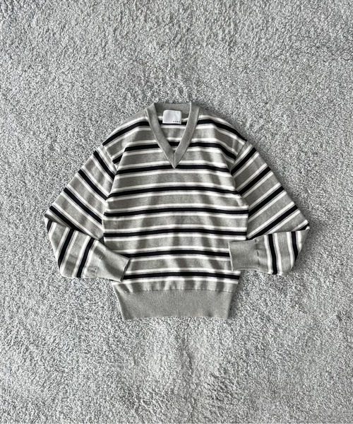 セーター ニット KAIKO Border v neck sweater メンズ レディースの画像