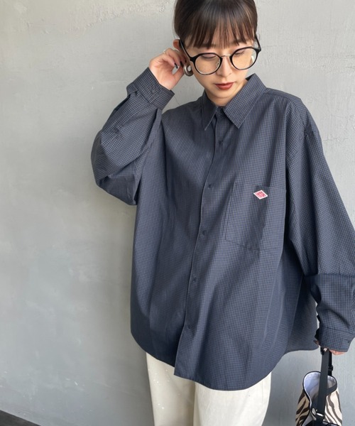 Danton（ダントン） 長袖シャツ 36 ネイビー レディース : ZOZOTOWN 