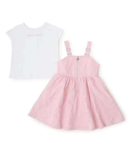 mezzo piano ワンピース フロントZIPワンピース ＆半袖Tシャツセット