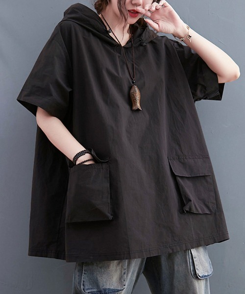 希少デザインPUTUMAYO♡フード付チュニック 長袖カットソー パーカー パーカー フード付きチュニックトップス レディース : ZOZOTOWN Yahoo